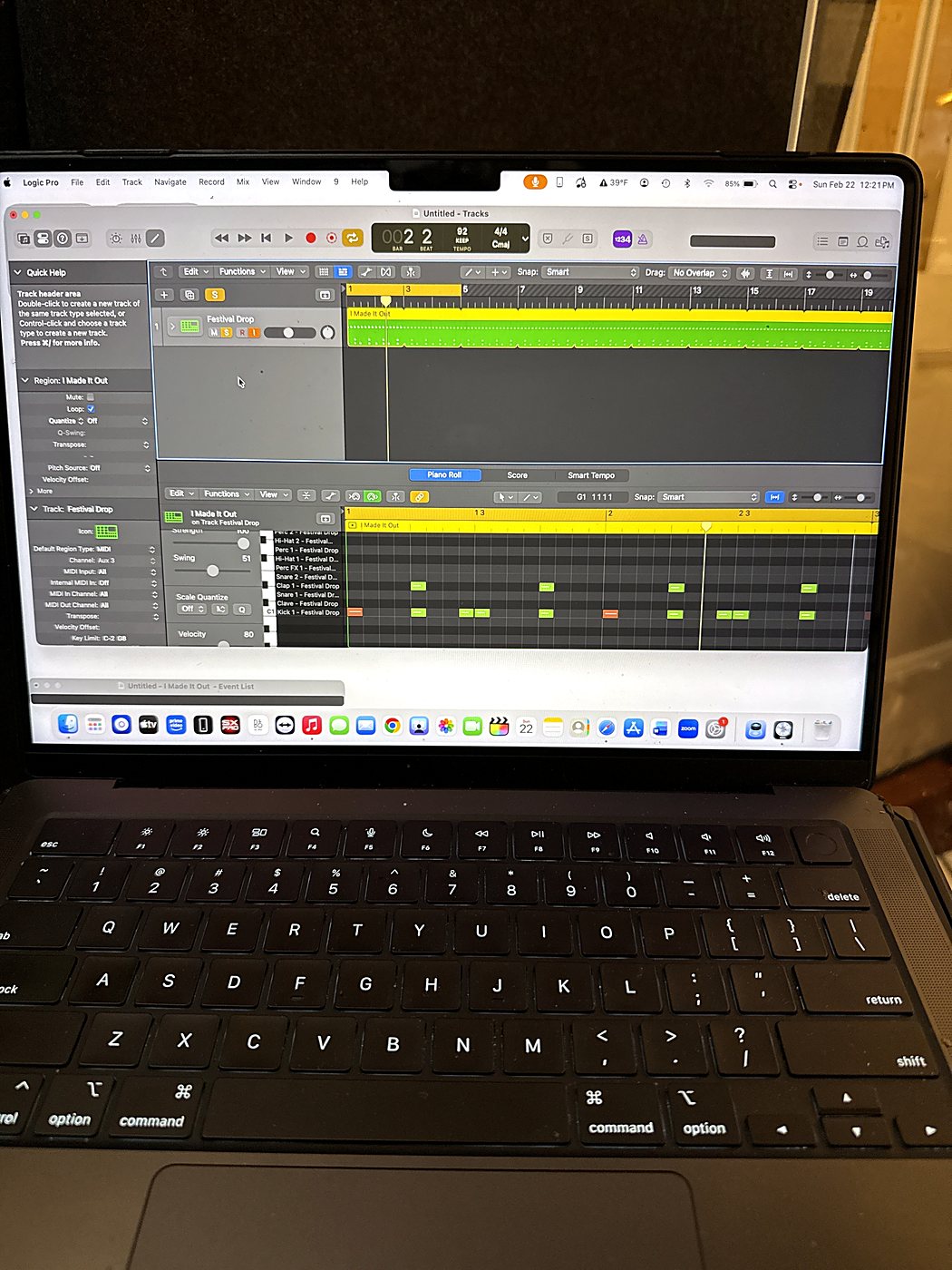 Logic Pro session used in Dante Harris’s recording and playback workflow